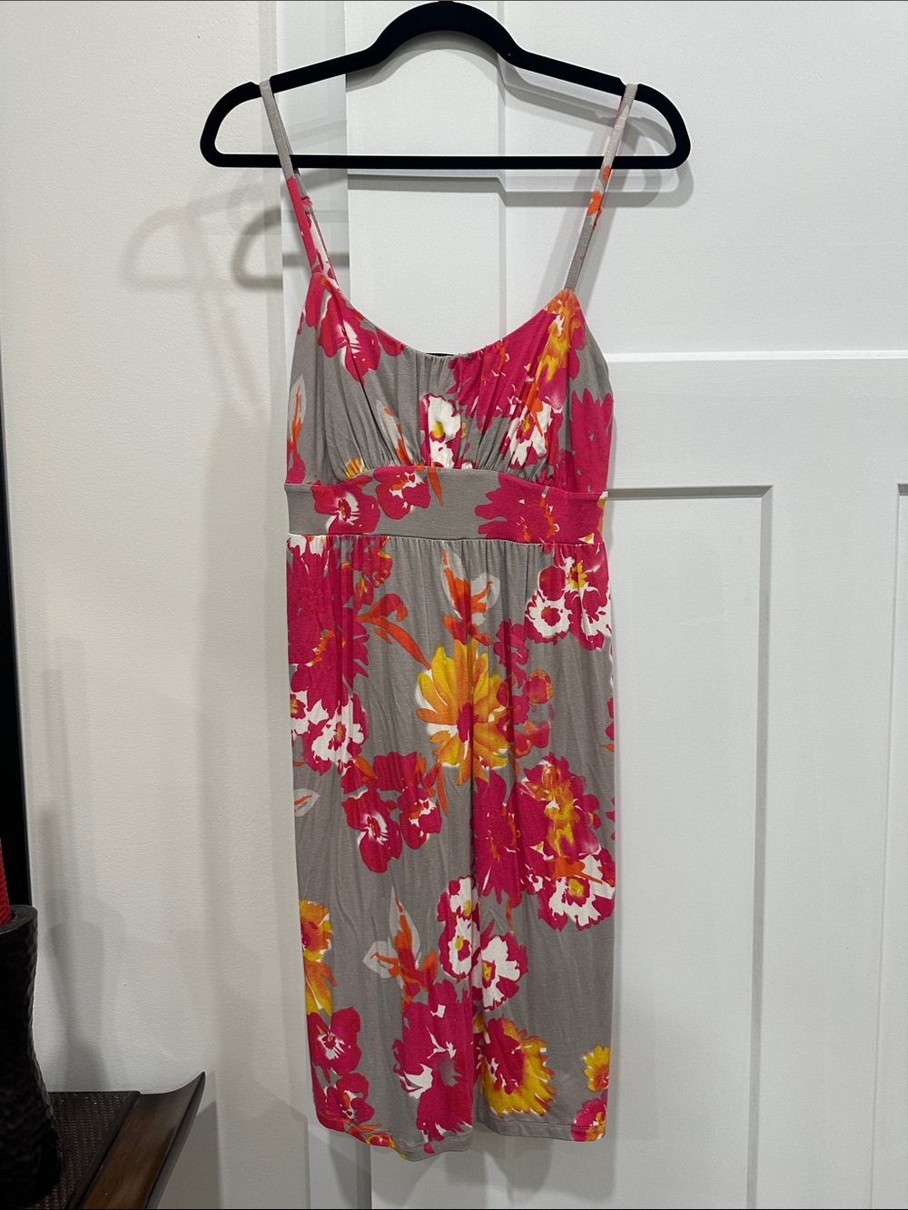 INC International Concepts Gray Floral Dress with Pink & Yellow Flowers
